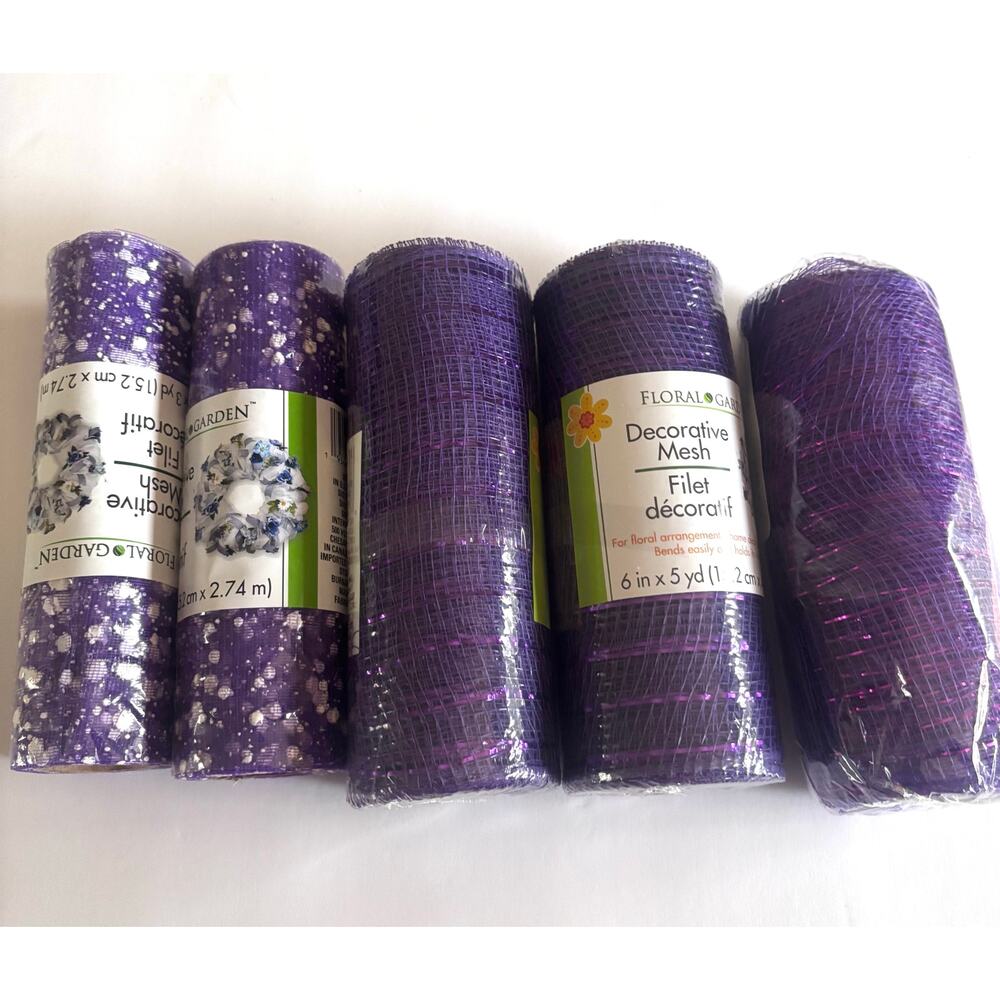 Decorative Mesh Crafting Wreath making Floral Ribbon Purple 6 inch wide